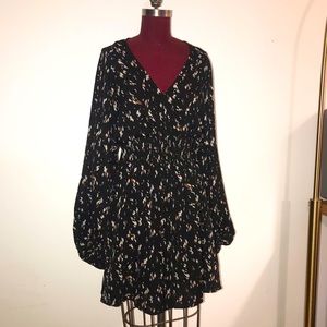 Printed Flowy Black Dress